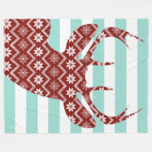 Couverture Polaire Snowflakes Red Deer Blue Stripes Blanche (Devant (Horizontal))