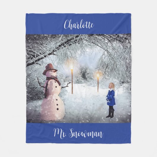 Couverture Polaire Snowman, Ajouter un nom, Noël (Devant)