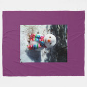 Couverture Polaire Snowman avec arc-en-ciel (Devant (Horizontal))