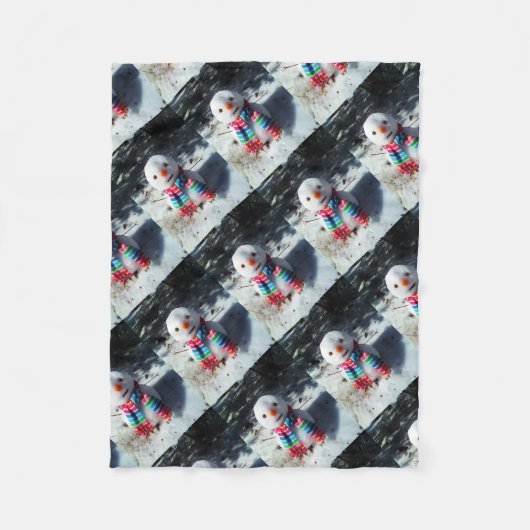 Couverture Polaire Snowman avec arc-en-ciel (Devant)