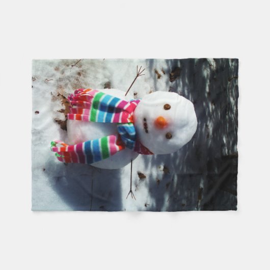Couverture Polaire Snowman avec arc-en-ciel (Devant (Horizontal))