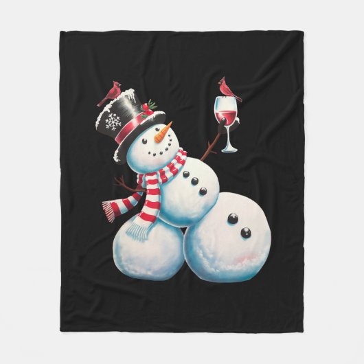 Couverture Polaire Snowman Avec Vin Noël Drôle Noël Cadeau de Noël (Devant)