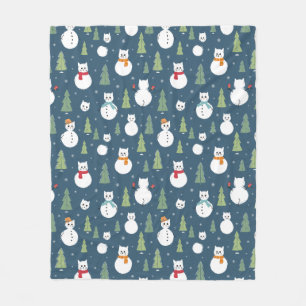 Couverture Polaire Snowman Cats Motif de vacances