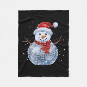 Couverture Polaire Snowman Christmas Retro Santa Hat Disco Ball Match