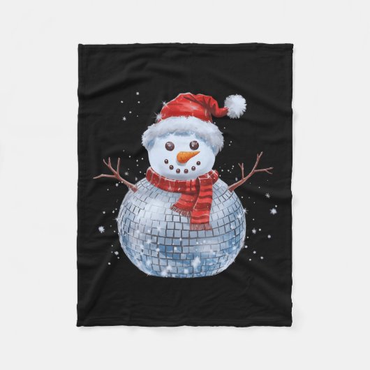Couverture Polaire Snowman Christmas Retro Santa Hat Disco Ball Match (Devant)