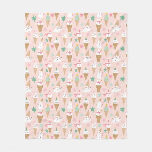 Couverture Polaire Snowman Crème glacée cônes Noël Motif (Devant)