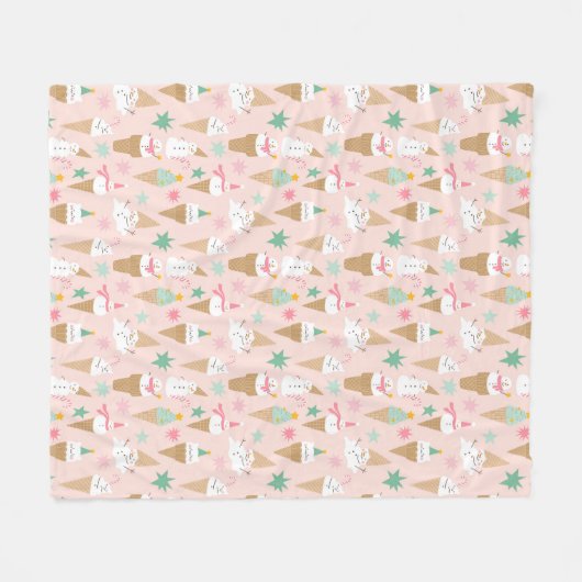 Couverture Polaire Snowman Crème glacée cônes Noël Motif (Devant (Horizontal))