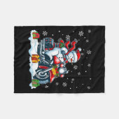 Couverture Polaire Snowman Riding Motorcycle Christmas Biker Funny Te (Devant (Horizontal))