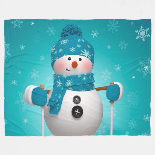 Couverture Polaire Snowman sur Ski (Devant (Horizontal))