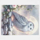 Couverture Polaire Snowy Owl in Moonlit Winter Garden (Devant (Horizontal))