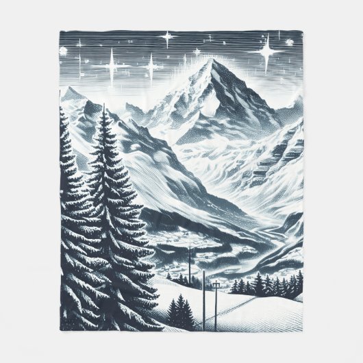 Couverture Polaire Snowy Winter Wooy (Devant)