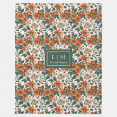 Couverture Polaire Snug Autumn Flowers Terracotta Rustic Green Tones (Devant)