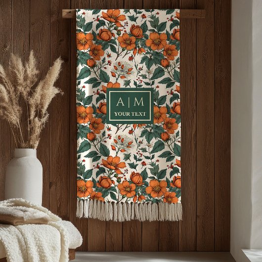 Couverture Polaire Snug Autumn Flowers Terracotta Rustic Green Tones