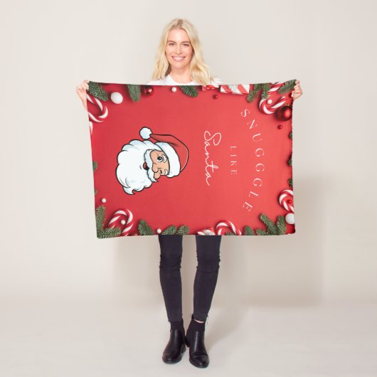 Couverture Polaire Snuggle Up Like Santa” Festive Holiday Blanket  (En situation)