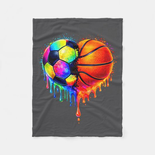 Couverture Polaire Soccer Basketball Drip Heart Srts Valentines Day M (Devant)