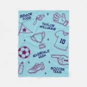 Couverture Polaire Soccer Doodle Pattern Custom Text Senior Gift (Devant)