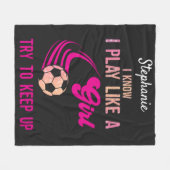 Couverture Polaire Soccer : Jouer Comme Une Fille, Essayer De Continu (Devant (Horizontal))