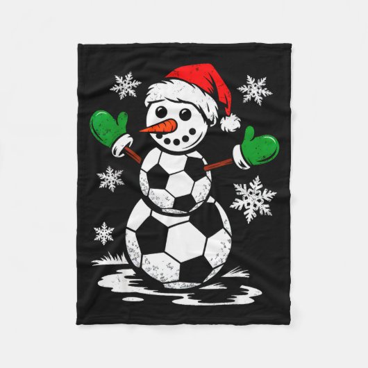 Couverture Polaire Soccer Santa Hat Snowman Xmas Funny Soccer Lover C (Devant)