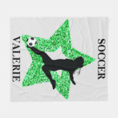 Couverture Polaire Soccer Superstar Blanche polaire avec nom (Devant (Horizontal))