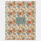 Couverture Polaire Soft Fall Flowers Olive Green Terracotta Accent   (Devant)
