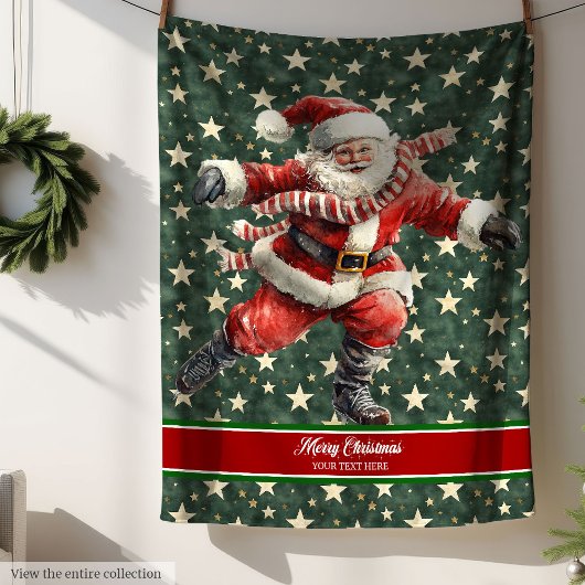Couverture Polaire Soft Festif Blanket avec Retro Père Noël Imprimer