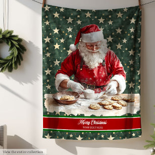 Couverture Polaire Soft Festif Blanket avec Retro Père Noël Imprimer