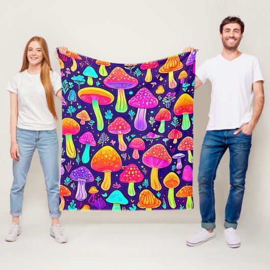 Couverture Polaire Soft Neon : Patch pour champignon de dessin (En situation)