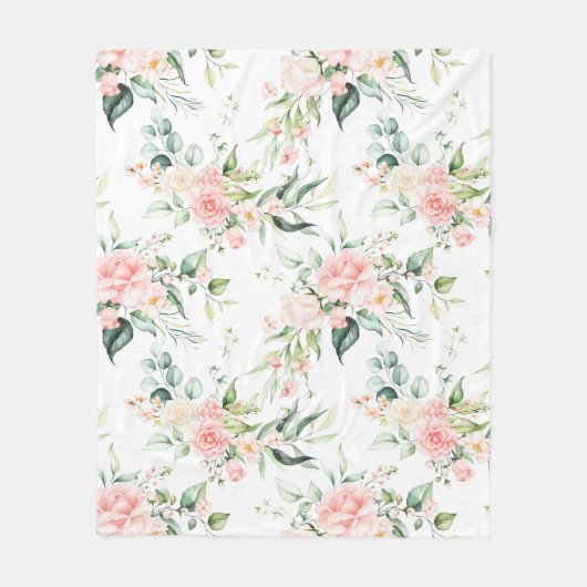 Couverture Polaire Soft Pastel Rose Rose Flower Motif (Devant)