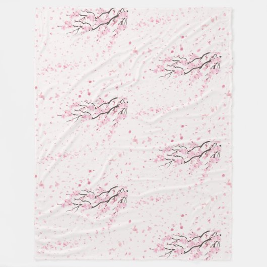 Couverture Polaire Soft Pink Cherry Blossom Floral Pattern Fleece  (Devant)