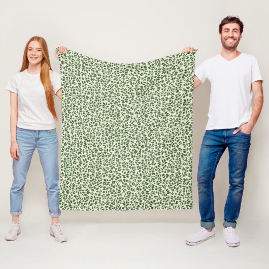 Couverture Polaire Soft Sage Green Botanical Leaf Foliage Pattern (En situation)