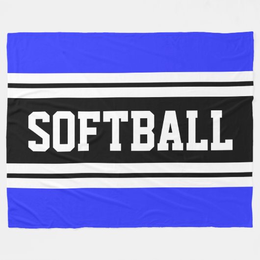 Couverture Polaire SOFTBALL Bleu Bleu Bleu Noir Blanc Stripes de cour (Devant (Horizontal))