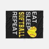 Couverture Polaire Softball Eat Sleep Softball Répétition (Devant (Horizontal))