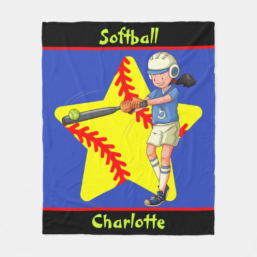 Couverture Polaire Softball Girls Star Batter Swing Personnalisé (Devant)