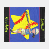 Couverture Polaire Softball Girls Star Batter Swing Personnalisé (Devant (Horizontal))