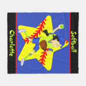 Couverture Polaire Softball Girls Star Pitcher Personnalisé (Devant (Horizontal))