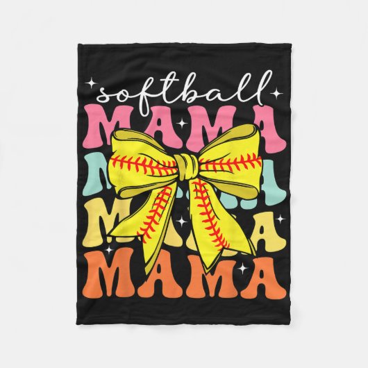 Couverture Polaire Softball Mama Coquette Bow Softball Mom Mothers Da (Devant)