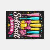 Couverture Polaire Softball Mama Softball Coquette Bow Softball (Devant (Horizontal))