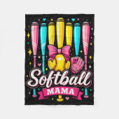 Couverture Polaire Softball Mama Softball Coquette Bow Softball  (Devant)