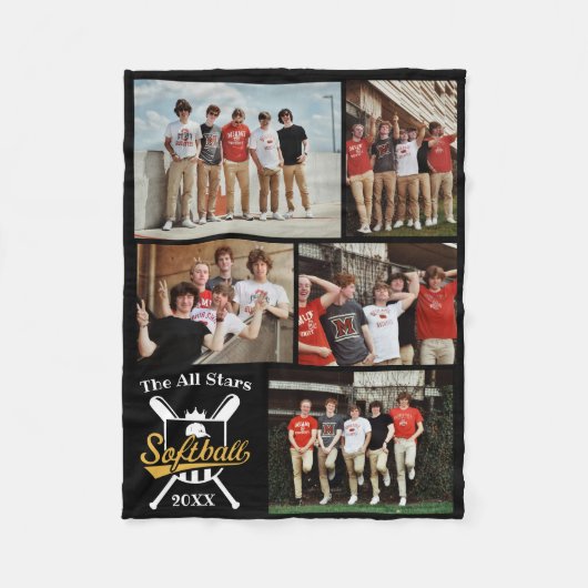 Couverture Polaire Softball personnalisé Photo Collage Nom de l'équip (Devant)