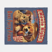 Couverture Polaire Soirée Cinéma - Meilleur Ami à Fourrure - Chat et  (Devant (Horizontal))