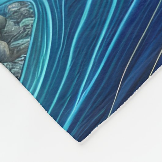 Couverture Polaire Soirée rivière calme avec Amérindiens et loups (Coin)