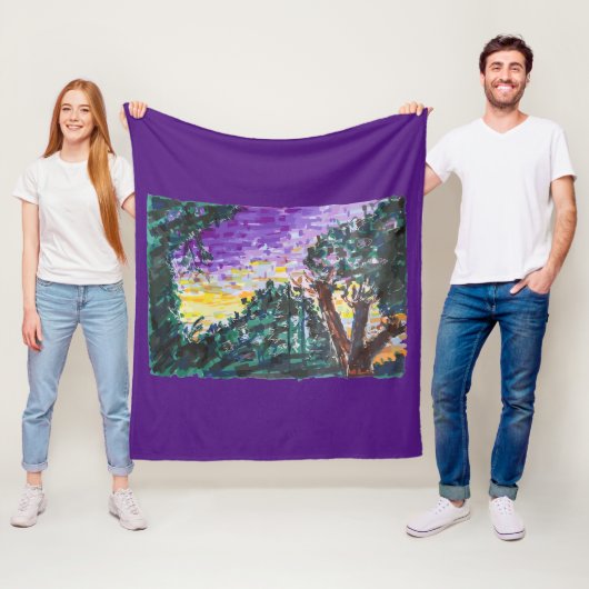 Couverture Polaire Soirée violette (En situation)