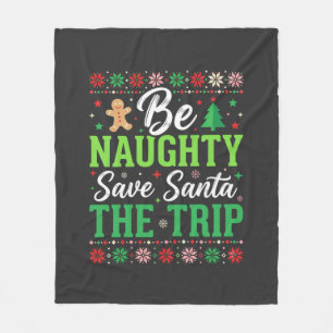 Couverture Polaire Sois vilain sauve le Père Noël drôle de Noël SVG