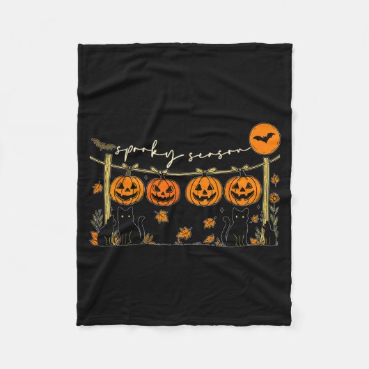Couverture Polaire Soky Season Retro Halloween Black Cat Pumpkin Fall (Devant)
