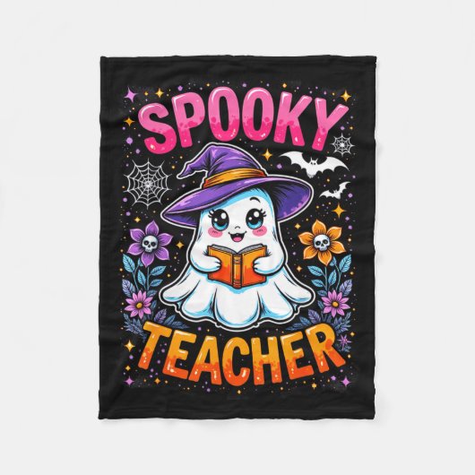 Couverture Polaire Soky Teacher Cute Ghost Reading Book Funny Hallo (Devant)