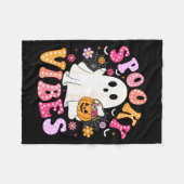 Couverture Polaire Soky Vibes Ghost Retro Groovy Halloween Women Girl (Devant (Horizontal))