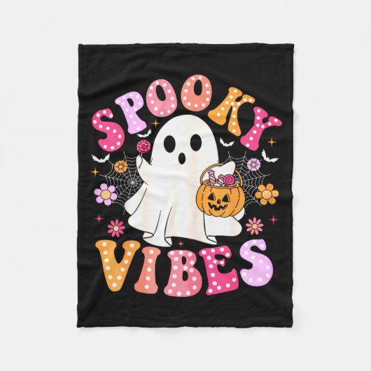 Couverture Polaire Soky Vibes Ghost Retro Groovy Halloween Women Girl (Devant)