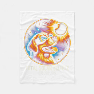 Couverture Polaire Solaire Eclipse Golden Retriever Portant des lunet