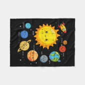 Couverture Polaire Solar System Sun Planets Rocket Space Galaxy Kids  (Devant (Horizontal))