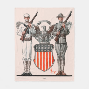 Couverture Polaire Soldat, marin et bouclier des États-Unis